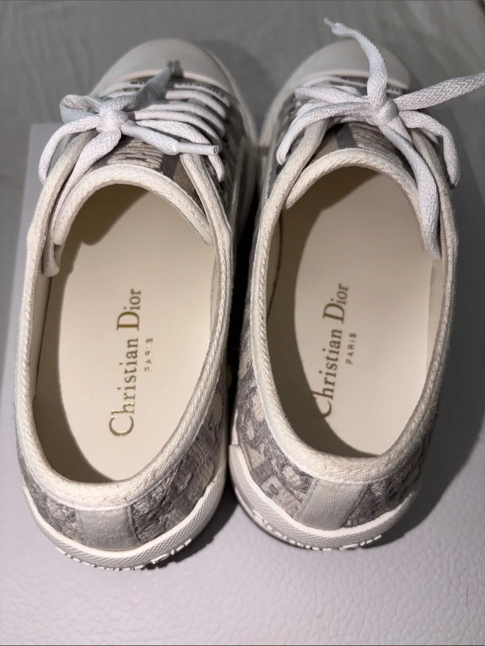 Walk’n’Dior platform sneakers Stone Gray Oblique Embroidered cotton